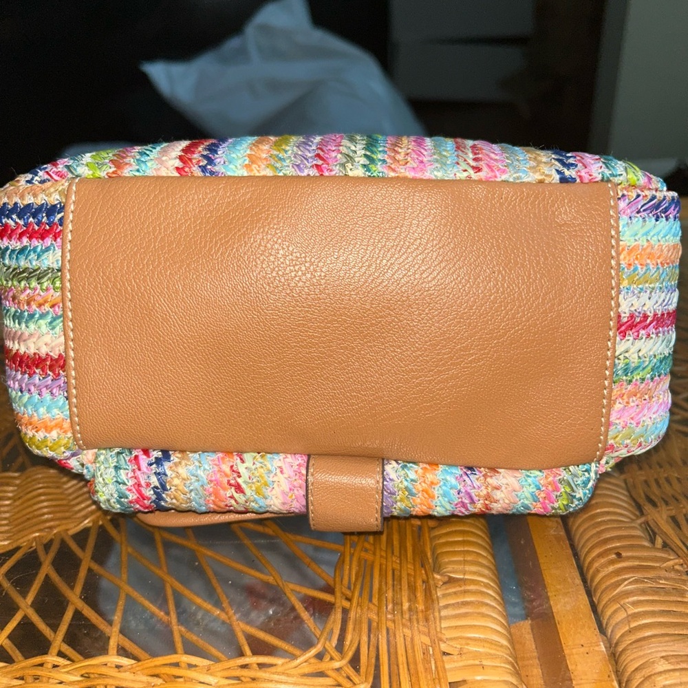 Lily Bloom Multicolor Woven Crossbody Bag with Tan Trim - Picture 3 of 9